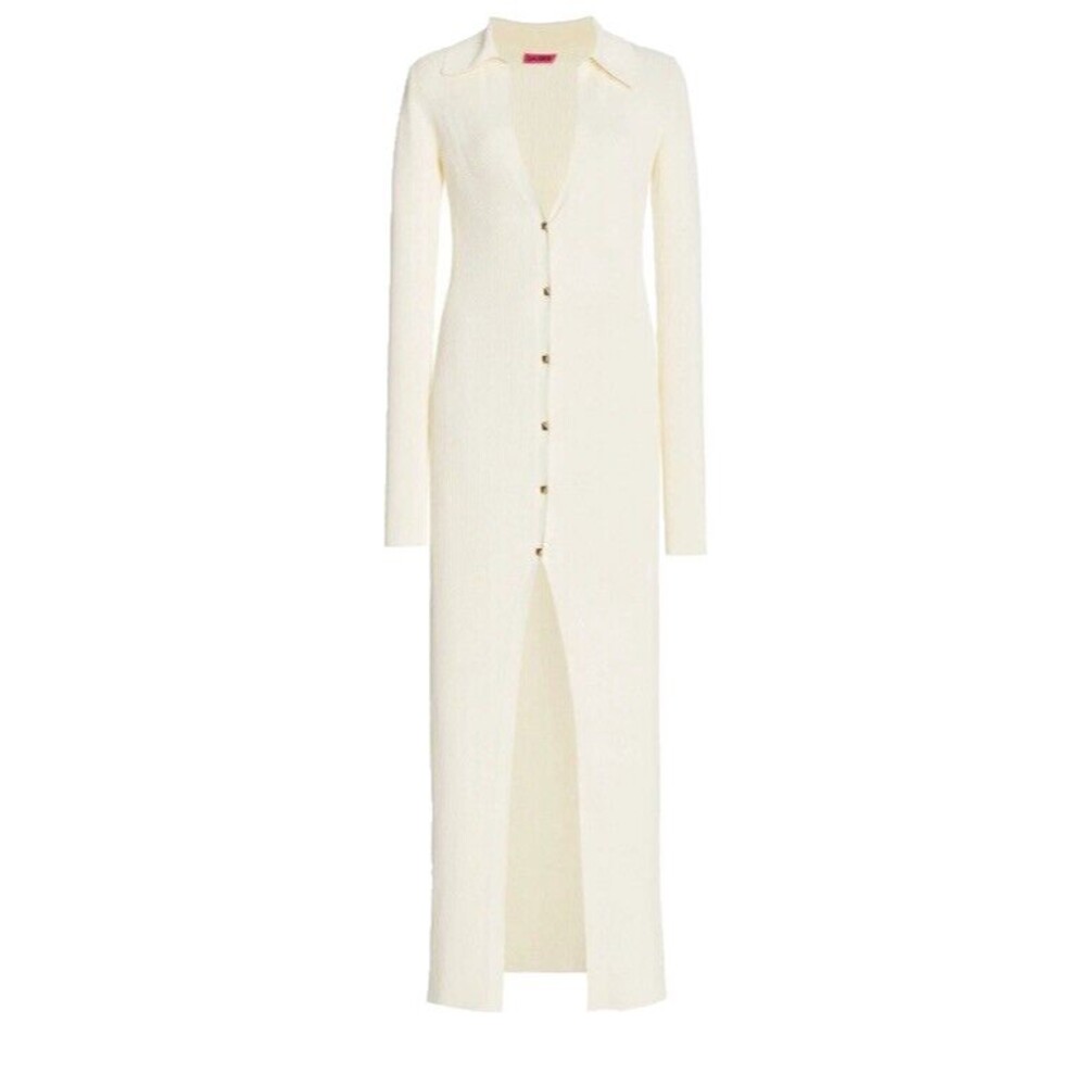 Gauge81 Rubi Luxury Minimalist Heavy Ribbed Knit Sweater Ivory Maxi Dress Size S